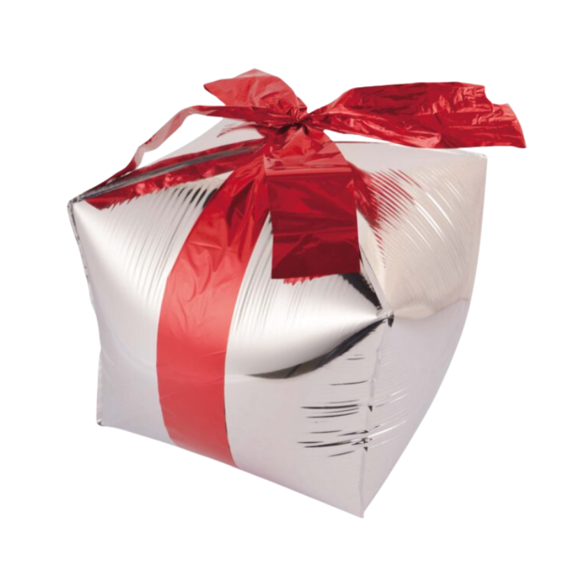 14.5" Balloon Exchange White & Red Present Foil Balloon | 5 Count