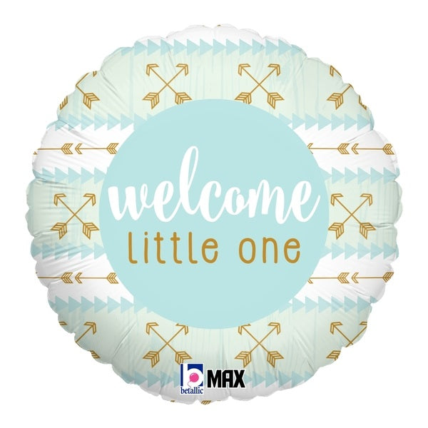 18" Blue Welcome Little One Foil Balloon | Buy 5 Or More Save 20%