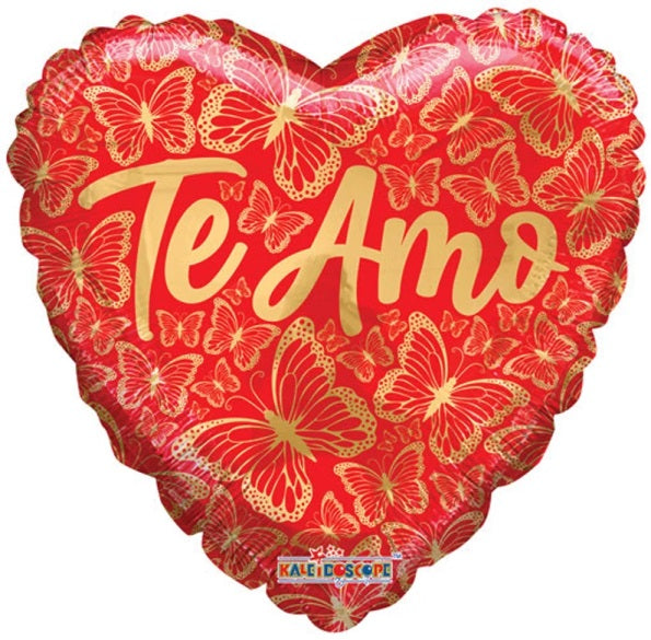 18" Te Amo Mariposas Heart Matte Foil Balloon | Buy 5 Or More Save 20%