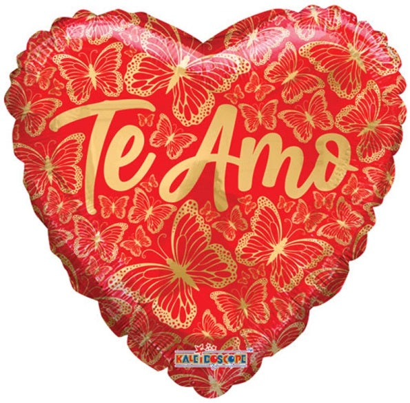 18" Te Amo Mariposas Heart Matte Foil Balloon (S4R4) | Buy 5 Or More Save 20%