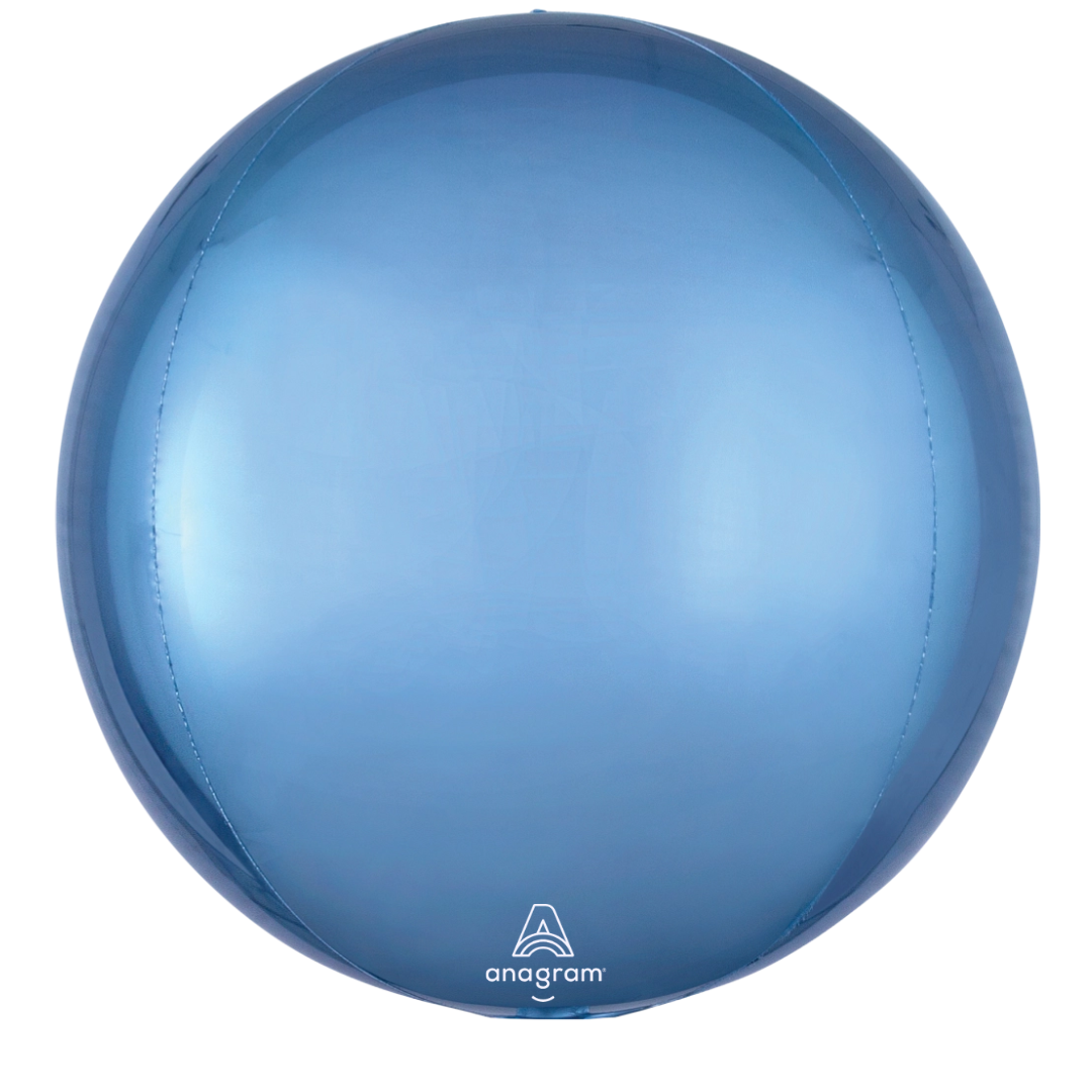 16" Anagram Pastel Blue Solid Orbz Foil Balloon - Globe Shaped | 1 Count