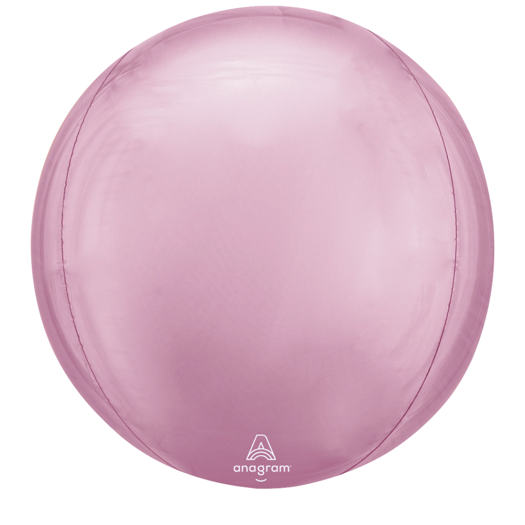 16" Anagram Pastel Pink Solid Orbz Foil Balloon - Globe Shaped | 1 Count
