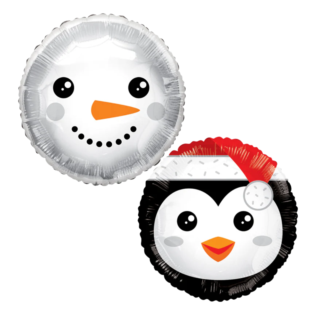 9" Conver Two-Sided Snowman & Pinguin Airfill Foil Balloon | Buy 5 Or More Save 20%