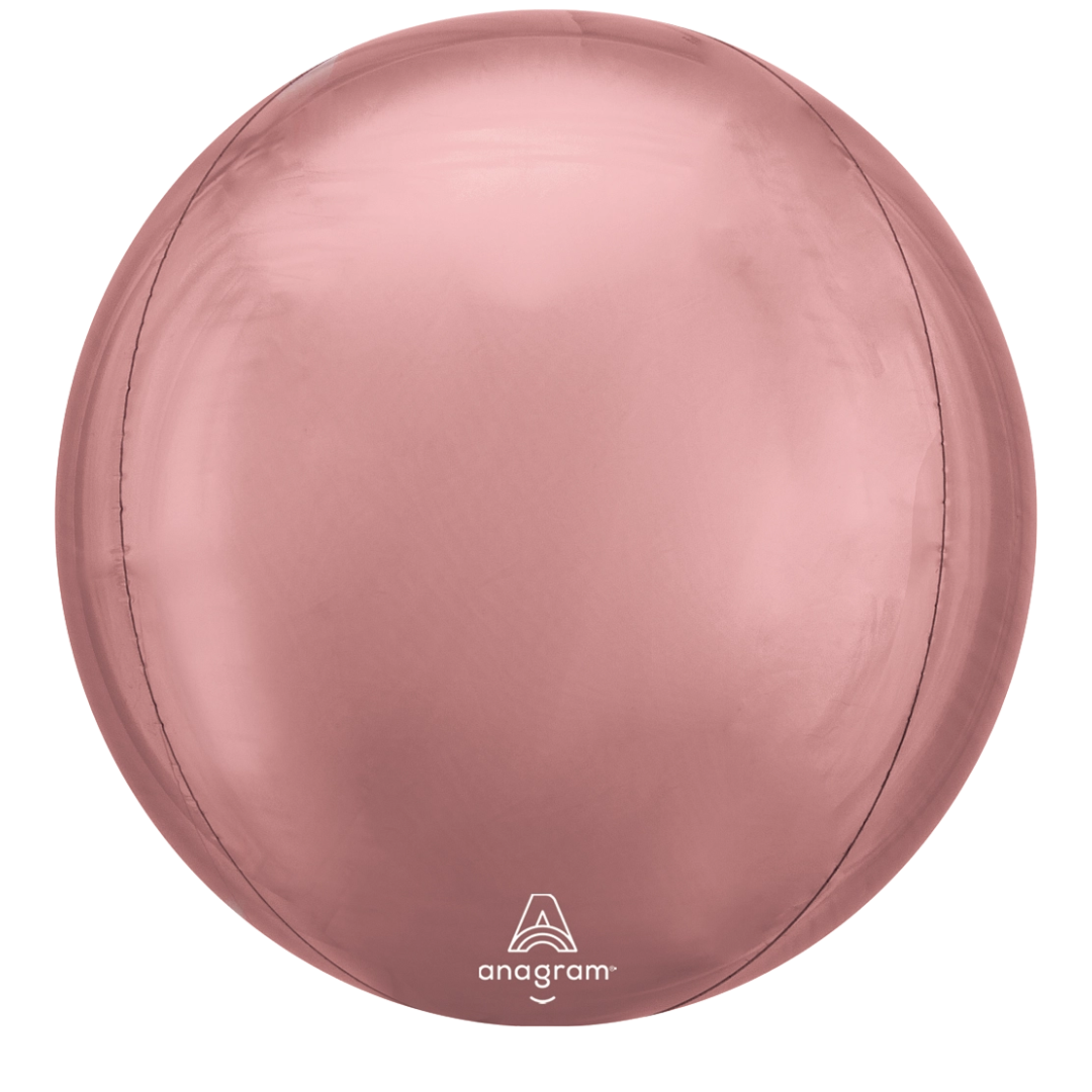 16" Anagram Rose Gold Solid Orbz Foil Balloon - Globe Shaped | 1 Count