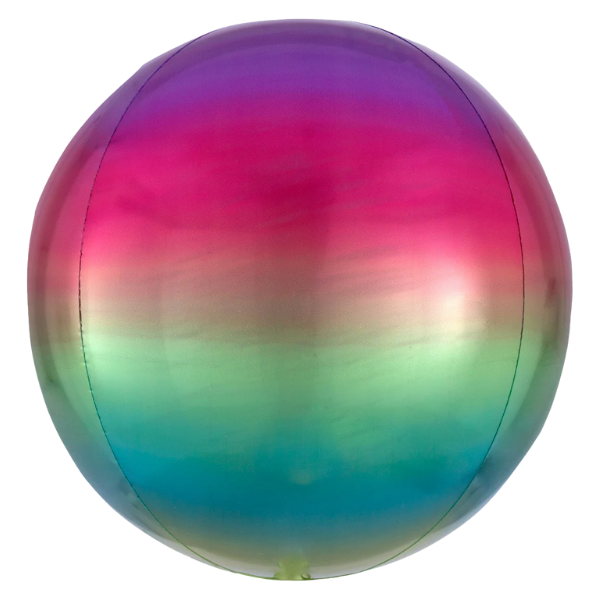 16" Anagram Rainbow Ombre Orbz Balloon - Globe Shape | 1 Count