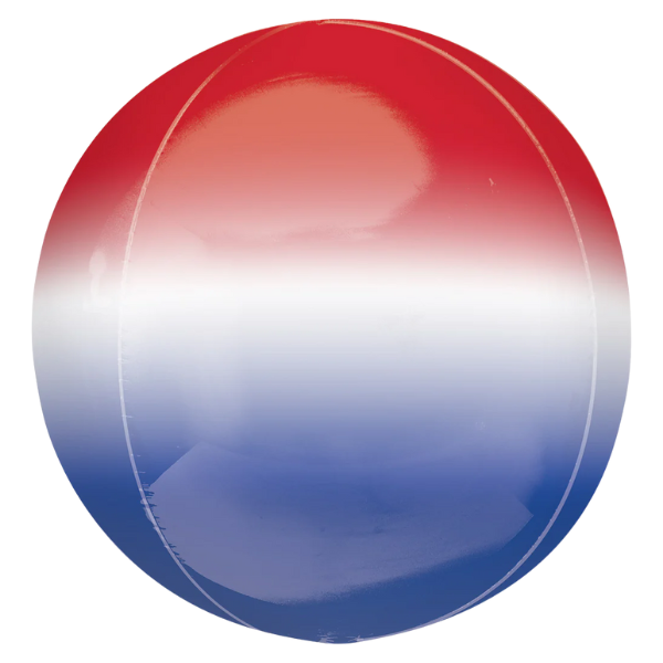 16" Anagram Red, White & Blue Ombre Orbz Balloon - Globe Shape | 1 Count