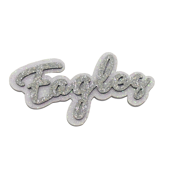 3.5" ACI Silver/White Glitter Foam "Eagles" Mascot Emblem | 3 Count
