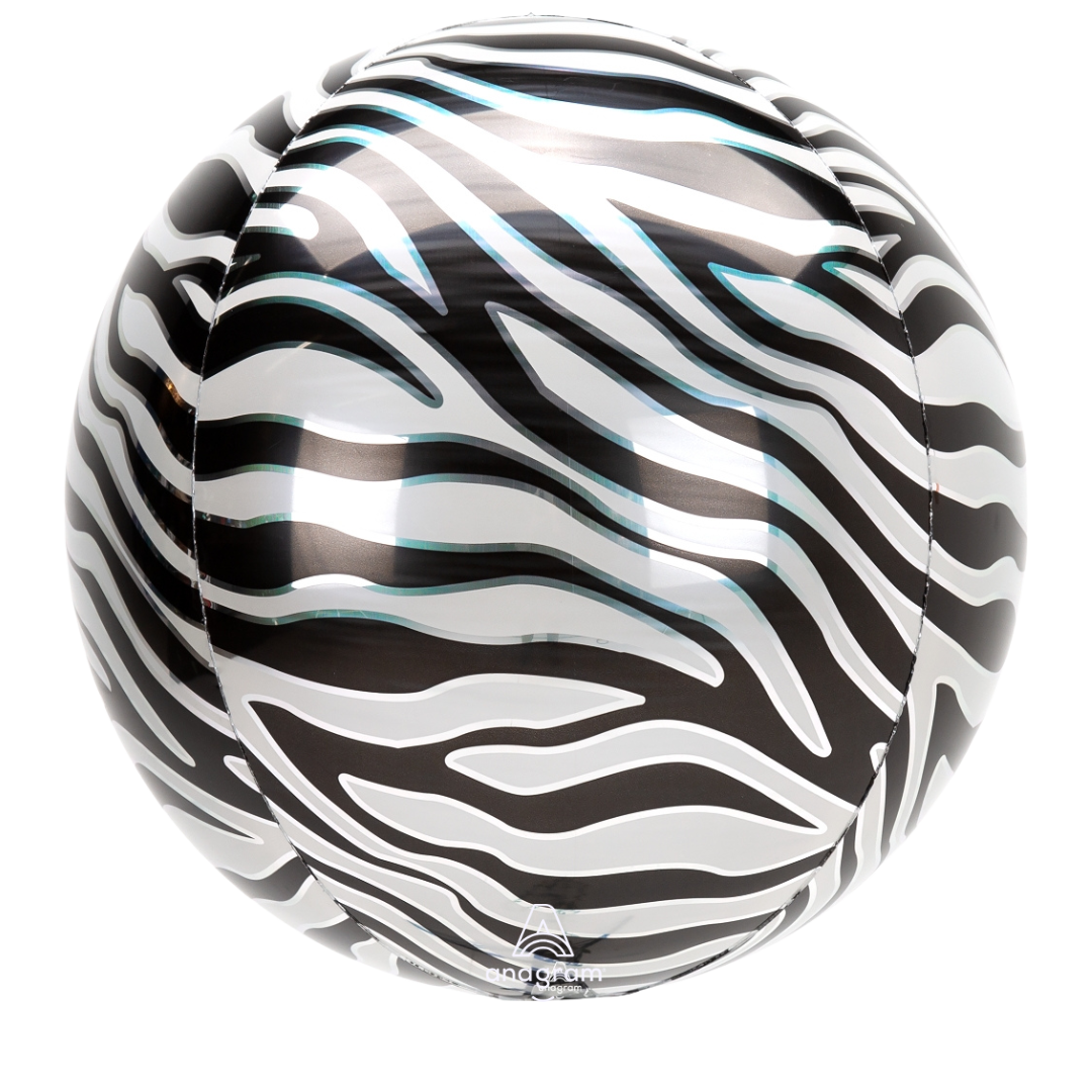 16" Anagram Zebra Animal Print Orbz® XL™ - Globe Shape | 1 Count