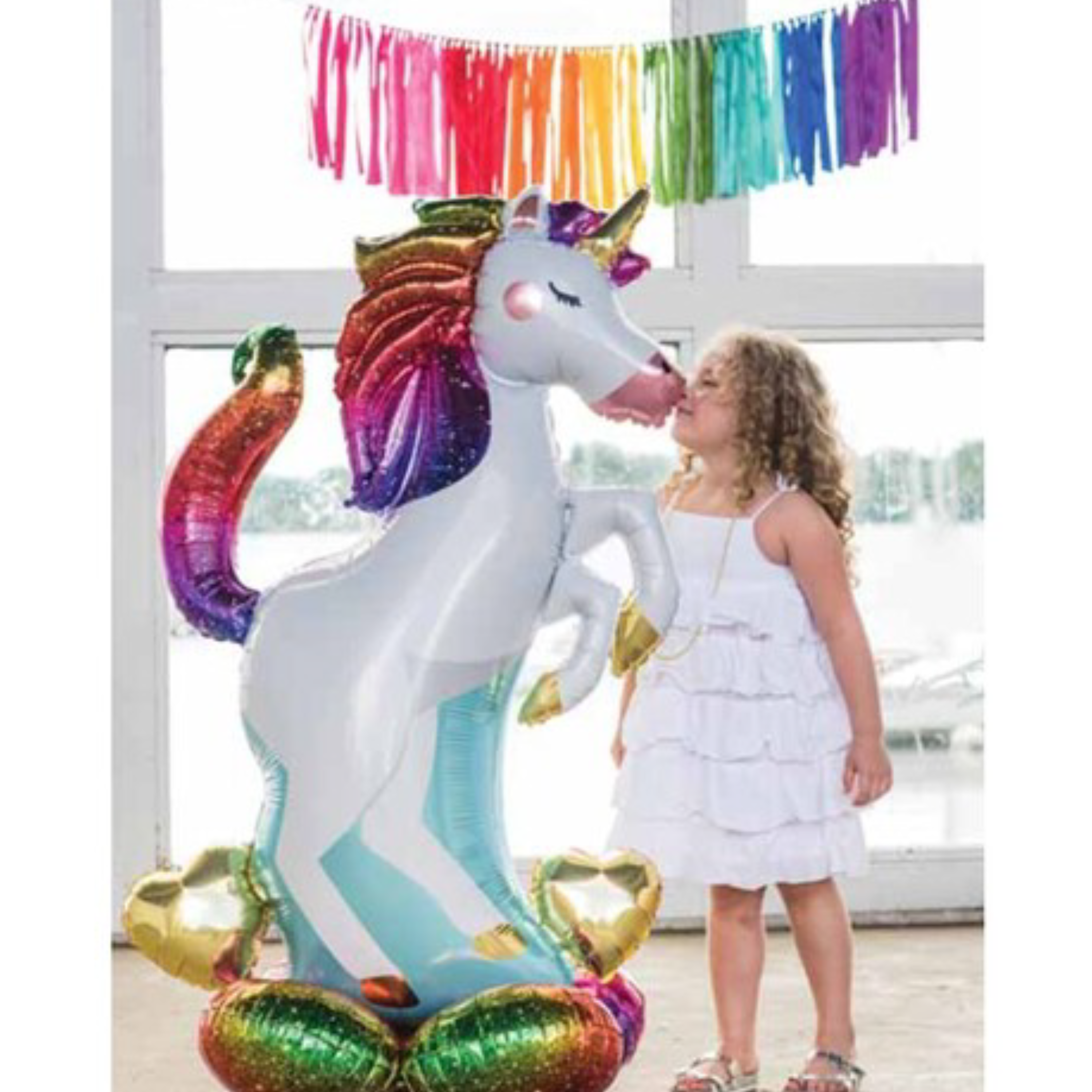 55" Unicorn Airloonz Foil Balloon | Stands Over 4 Feet Tall - No Helium Required!