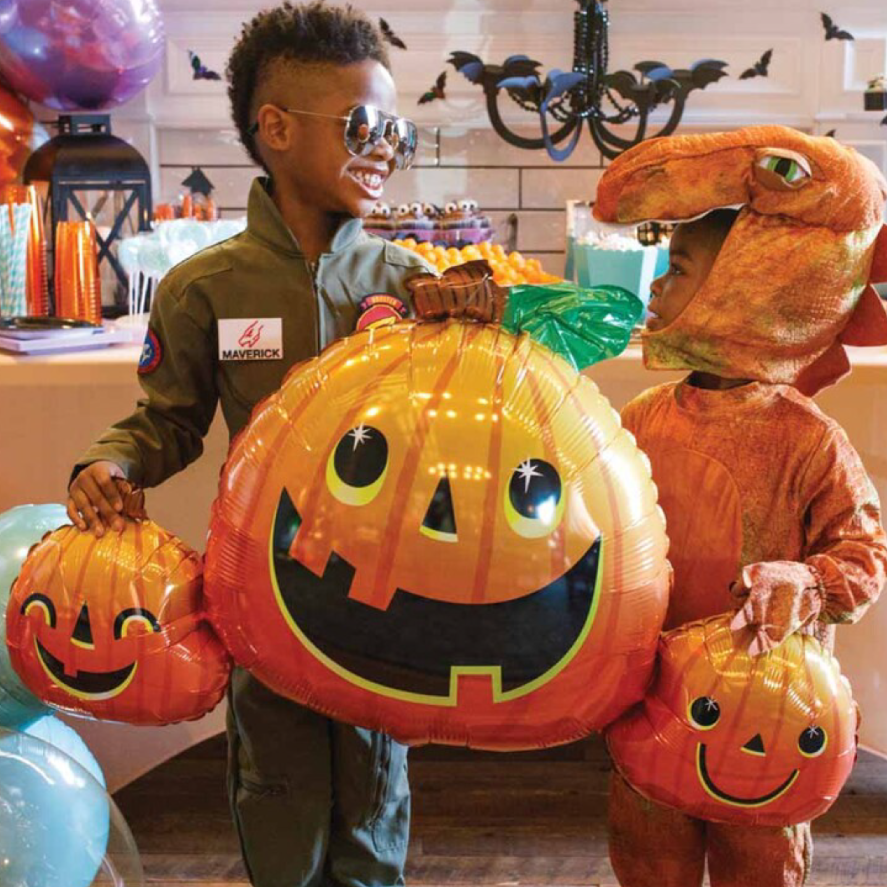 35" Smiley Pumpkin Trio Shape Foil Balloon (P14)