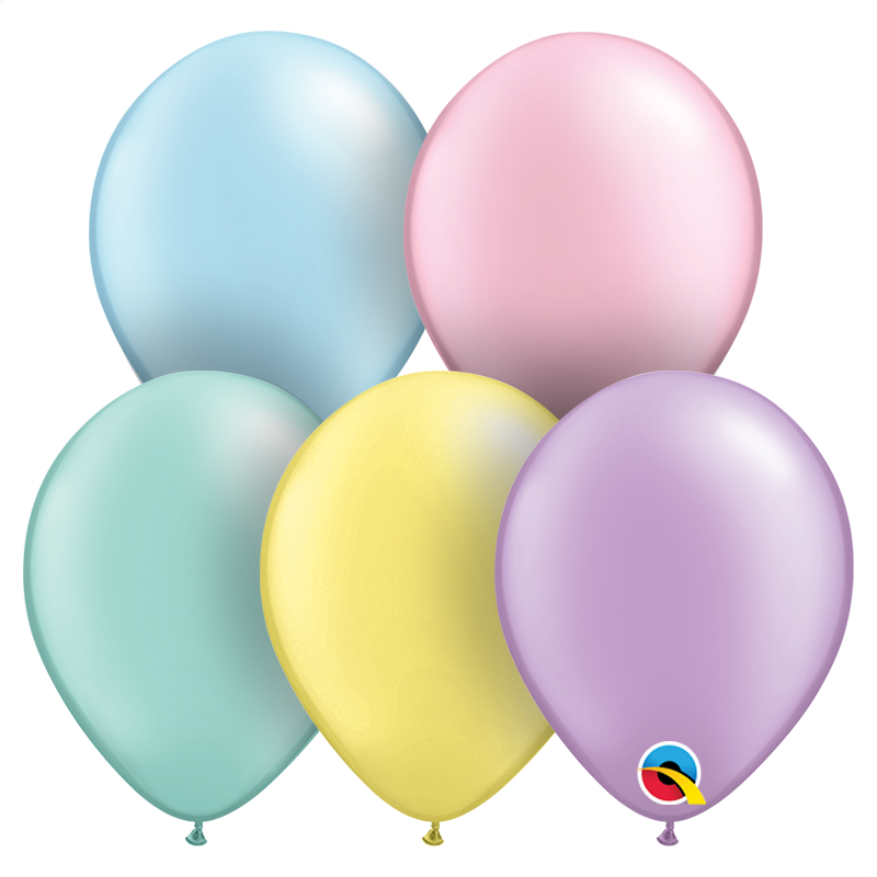 11" Qualatex Pastel Pearl Latex Balloons Assortment Bag | 100 Count