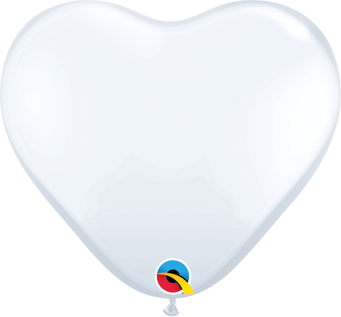 6" Qualatex White Heart Latex Balloons | 100 Count