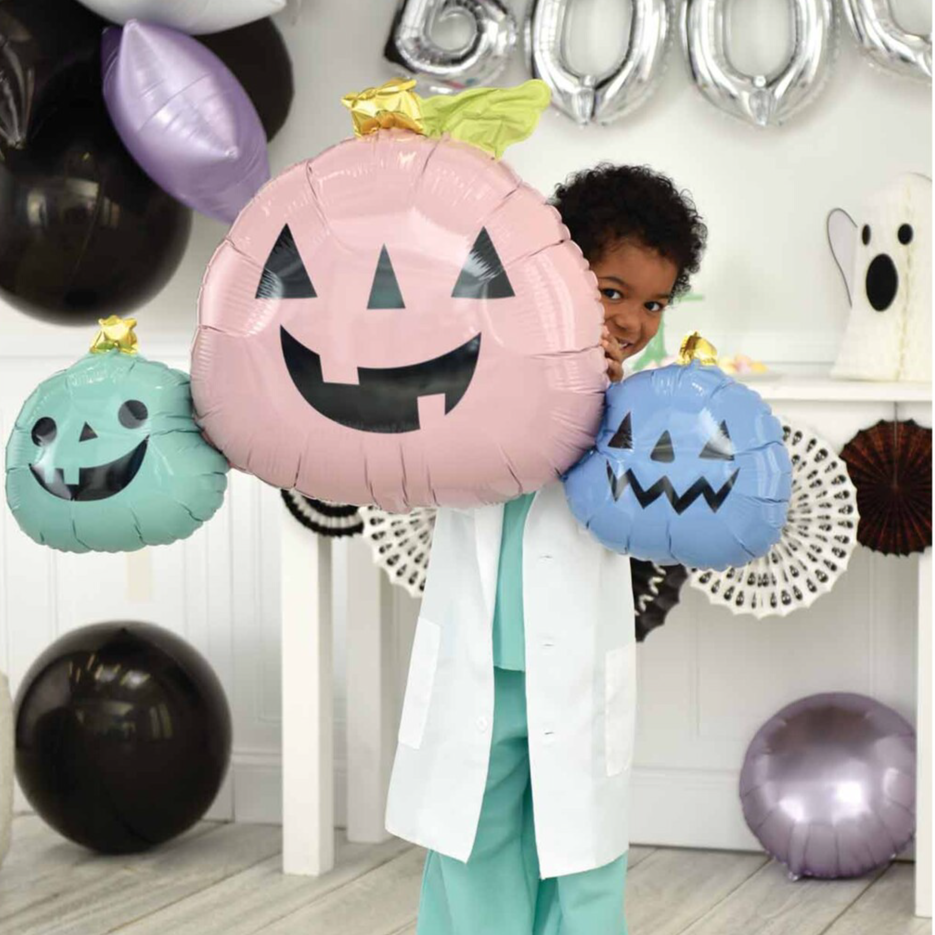 35" Pastel Halloween Pumpkins Foil Balloon (P14)