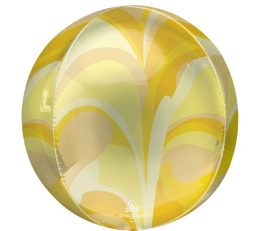 15" Anagram Gold Macro Marble Orbz Foil Balloon - Globe Shaped | 1 Count