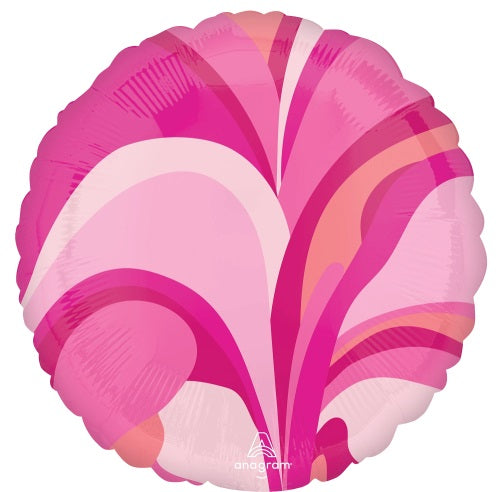 17" Anagram Pink Macro Marble Round Foil Balloons | Buy 5 Or More Save 20%