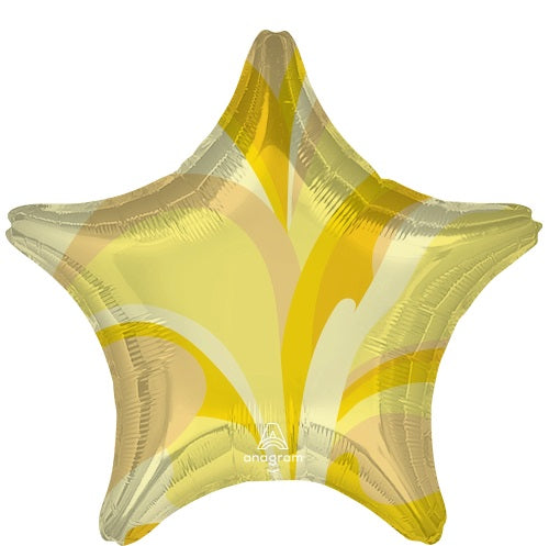 19" Anagram Gold Macro Marble Star Foil Balloon | Buy 5 Or More Get 20% Off