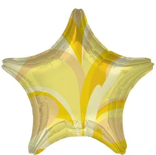 19" Anagram Gold Macro Marble Star Foil Balloon | Buy 5 Or More Get 20% Off