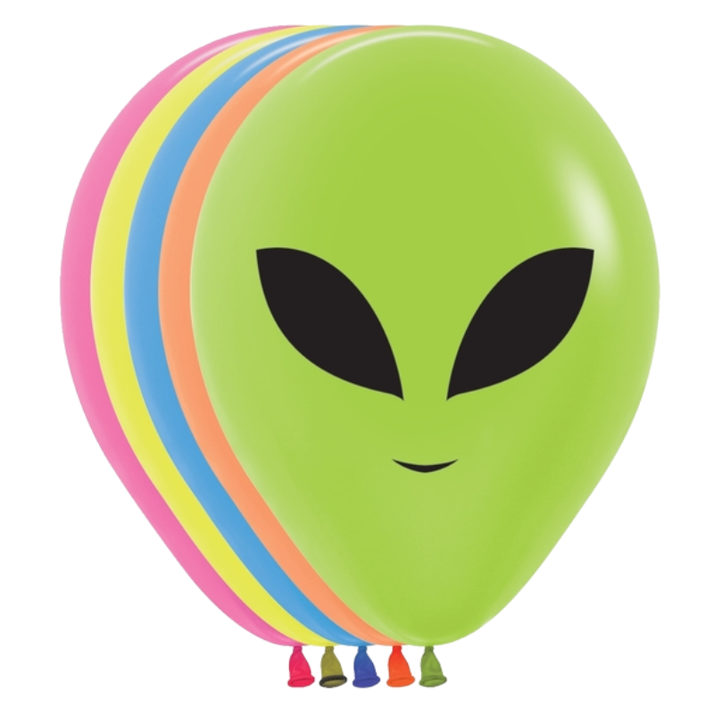 Cabezas alienígenas de neón