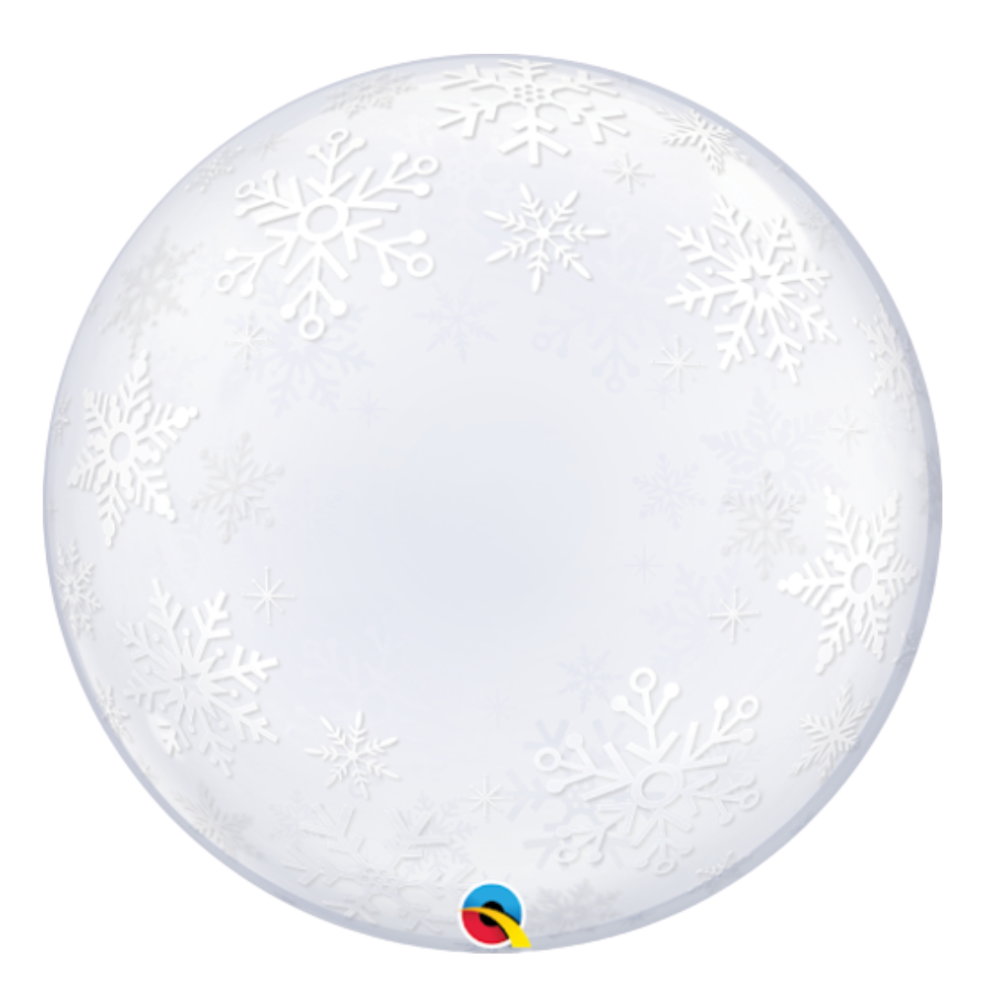 24" Qualatex Frosty Snowflakes Deco Bubble Balloon