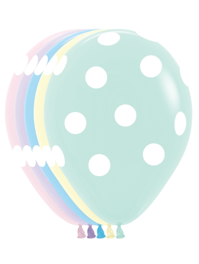 11" Sempertex Polka Dots Pastel Matte Latex Balloons | 50 Count