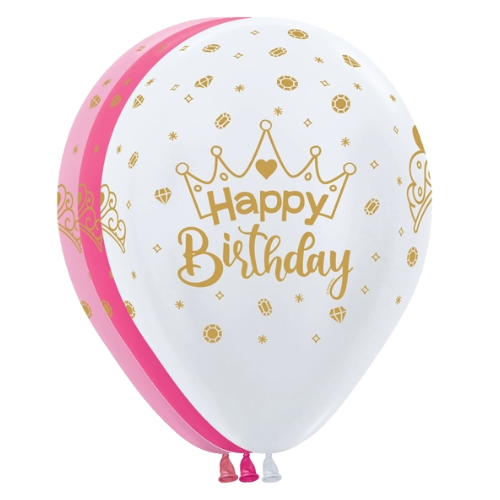11" Happy Birthday Crowns Sempertex Latex Balloons | 50 Count - Dropship (Shipped By Betallic)