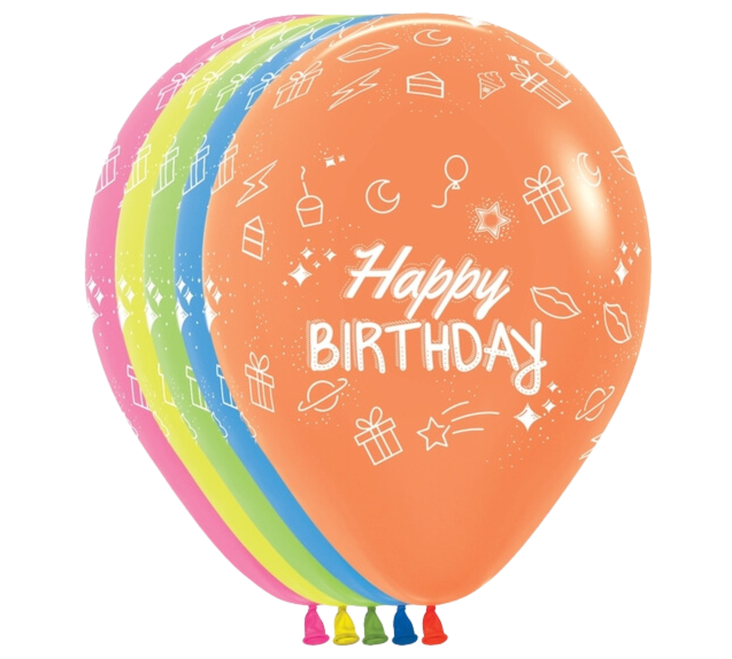 11" Sempertex Happy Birthday Neon Party Sempertex Latex Balloons | 50 Count- Dropship (Shipped By Betallic)