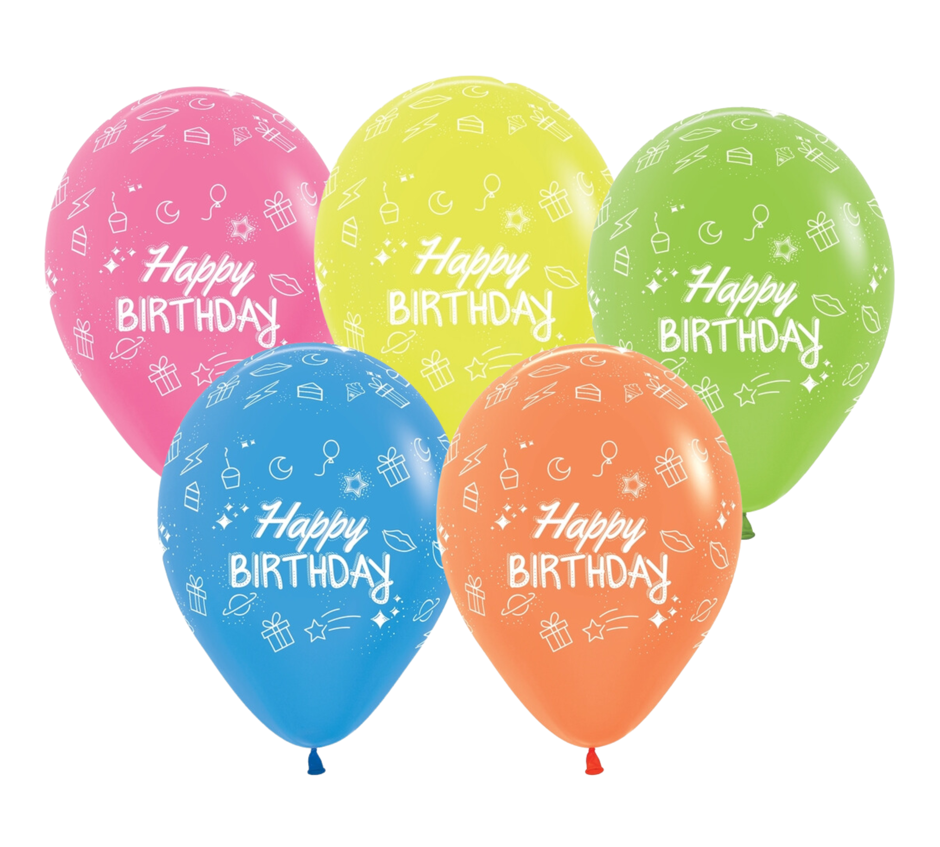 11" Sempertex Happy Birthday Neon Party Sempertex Latex Balloons | 50 Count- Dropship (Shipped By Betallic)