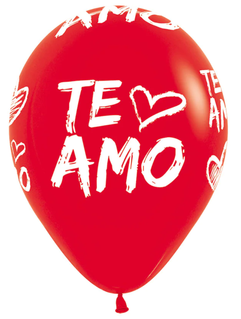 11" Sempertex Red Te Amo Modern Latex Balloons | 50 Count - Dropship (Shipped By Betallic)