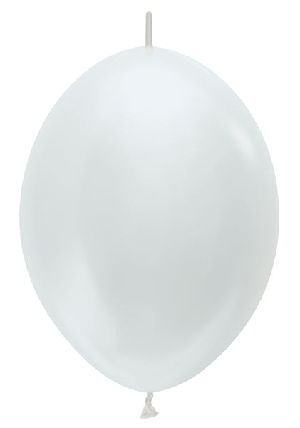 12" Sempertex Pearl White Link-O-Loon Latex Balloons (TH) | 50 Count