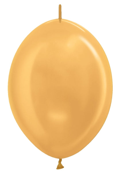 12" Sempertex Metallic Gold Link-O-Loon Latex Balloons | 50 Count