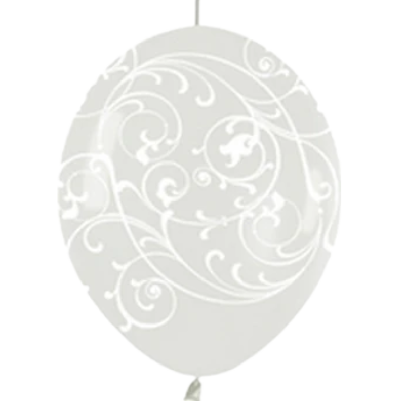 12" Sempertex Crystal Clear Filagree Link-O-Loon Latex Balloons | 50 Count