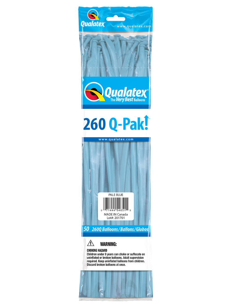 260 Q-Pak  Qualatex Pale Blue Twisting - Entertainer Latex Balloons | 50 Count