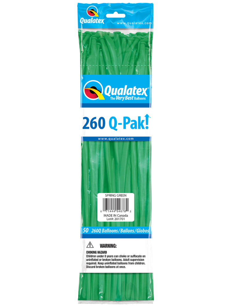 260 Q-Pak  Qualatex Spring Green Twisting - Entertainer Latex Balloons | 50 Count