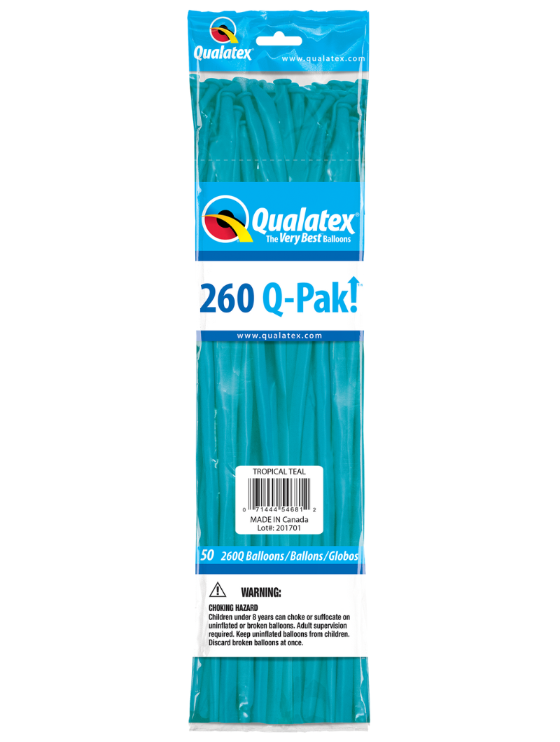 260 Q-Pak  Qualatex Tropical Teal Twisting - Entertainer Latex Balloons | 50 Count