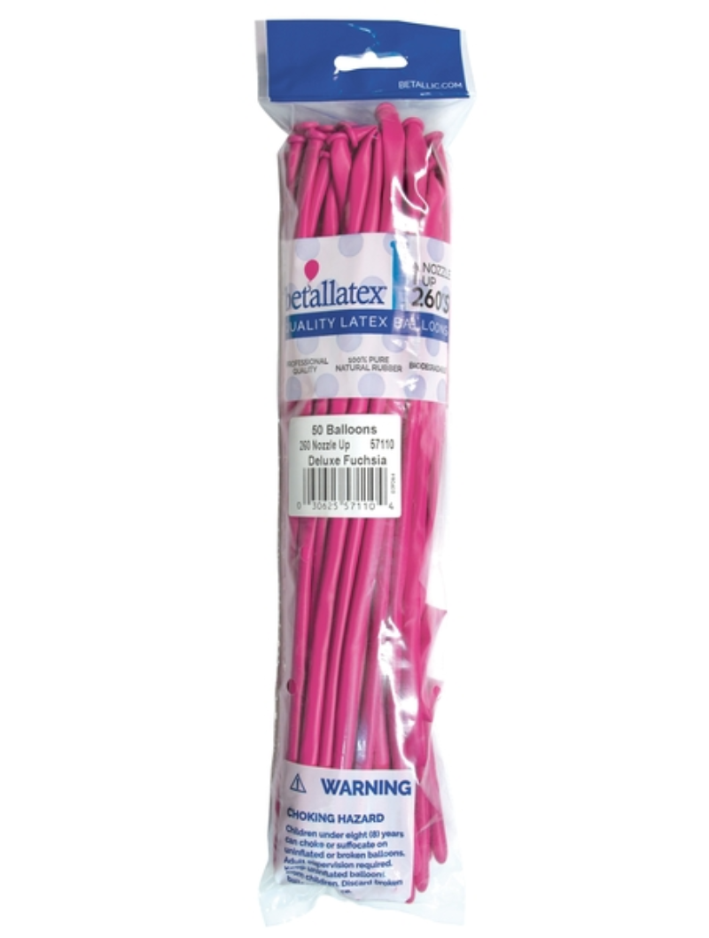 260 Nozzle Up Sempertex Deluxe Fuchsia Twisting - Entertainer Latex Balloons | 50 Count