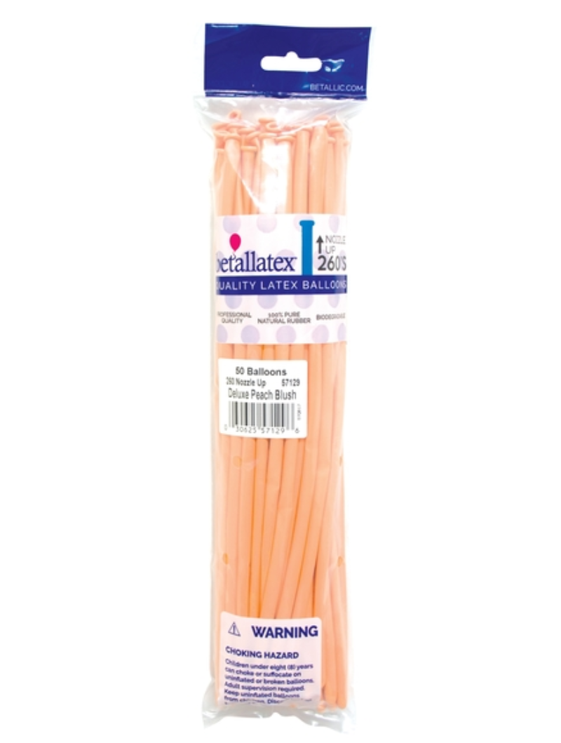 260s Sempertex Nozzles Up Deluxe Peach Blush Twisting - Entertainer Latex Balloons | 50 Count