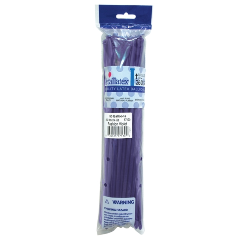 260s Sempertex Nozzles Up Fashion Violet Twisting - Entertainer Latex Balloons | 50 Count