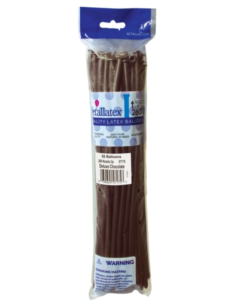 260s Sempertex Nozzles Up Deluxe Chocolate Twisting - Entertainer Latex Balloons | 50 Count