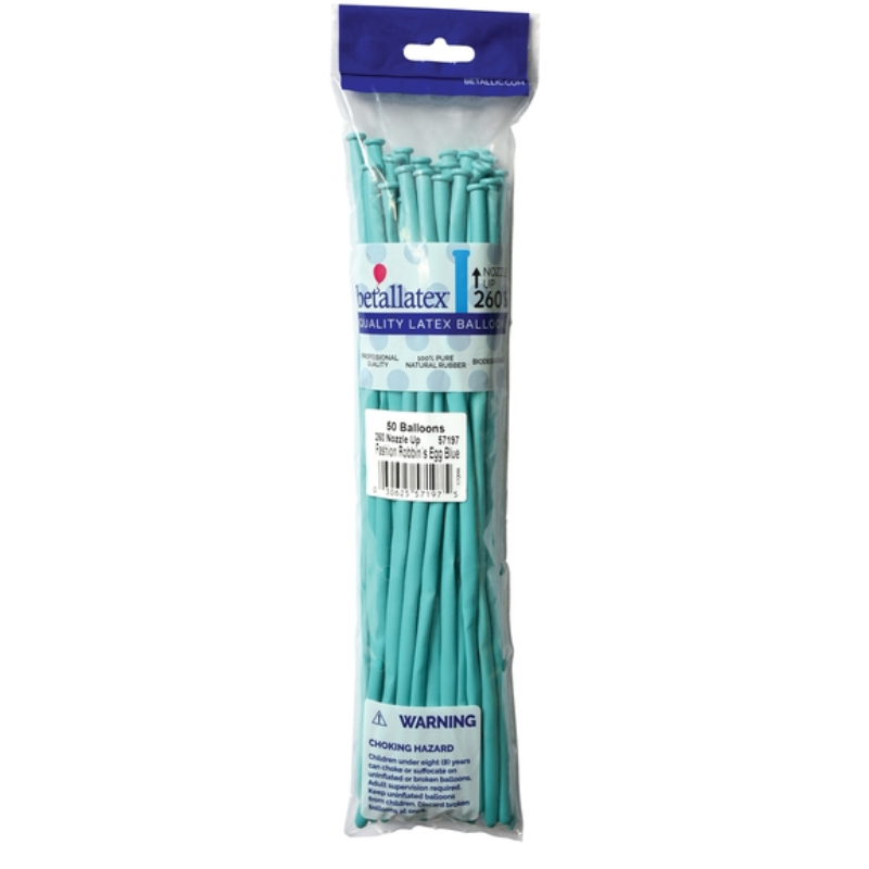 260s Sempertex Nozzles Up Robin's Egg Blue Blue Twisting - Entertainer Latex Balloons | 50 Count