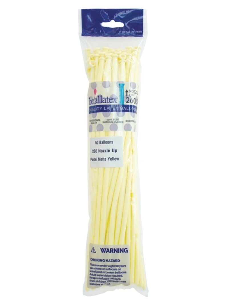 260s Sempertex Nozzles Up Pastel Matte Yellow Twisting - Entertainer Latex Balloons | 50 Count