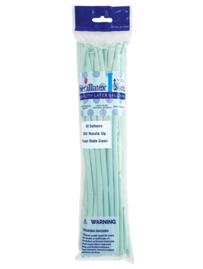 260s Sempertex Nozzles Up Pastel Matte Green Twisting - Entertainer Latex Balloons | 50 Count