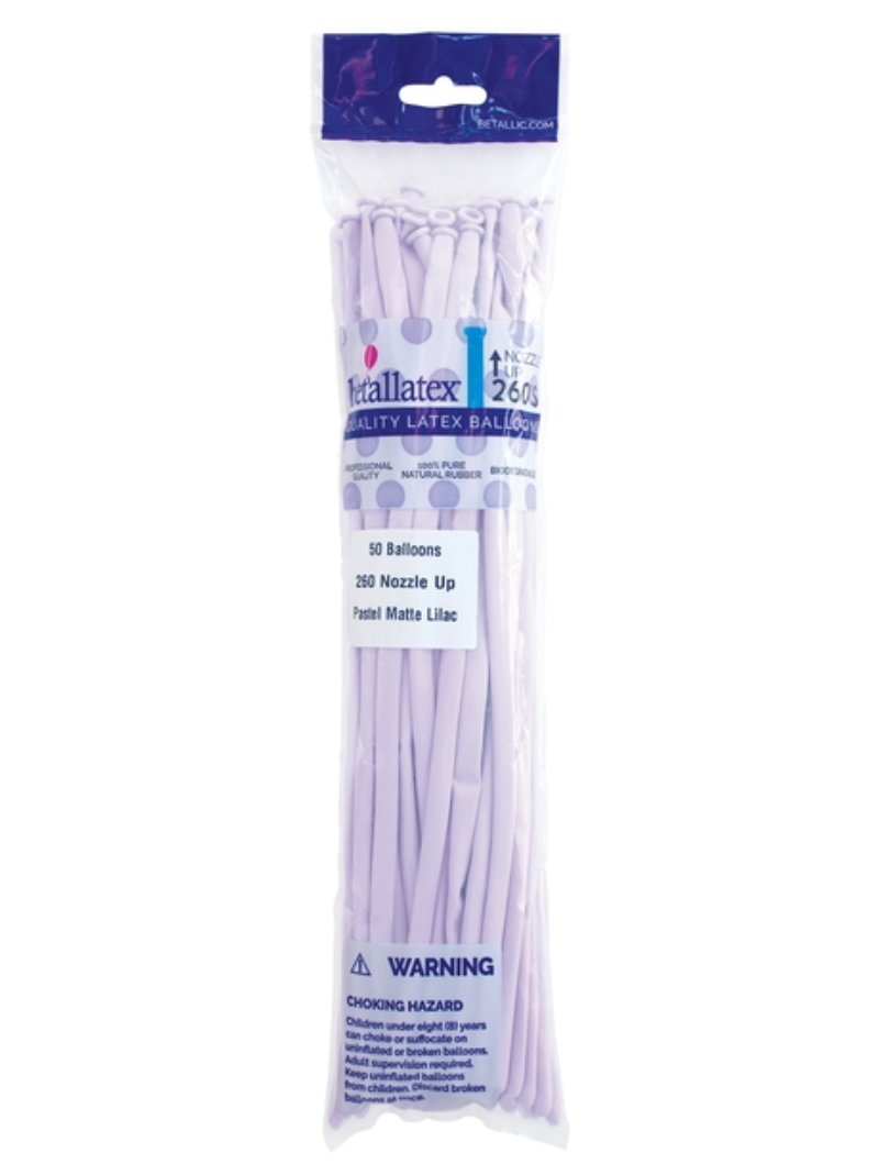 260s Sempertex Nozzles Up Pastel Matte Lilac Twisting - Entertainer Latex Balloons | 50 Count
