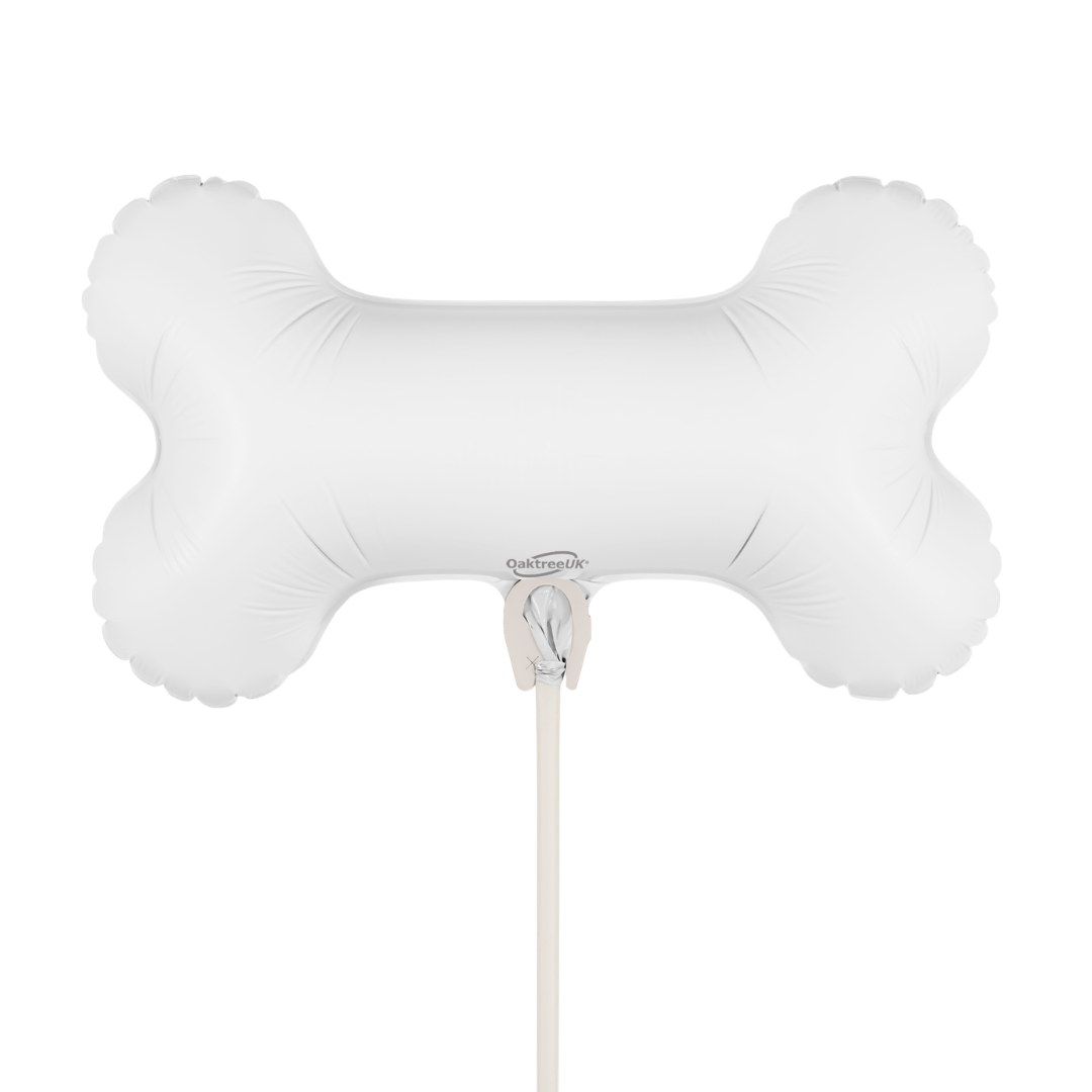 13" Oaktree UK White Dog Bone Shape Foil Airfill Balloon | Buy 5 Or More Save 20%