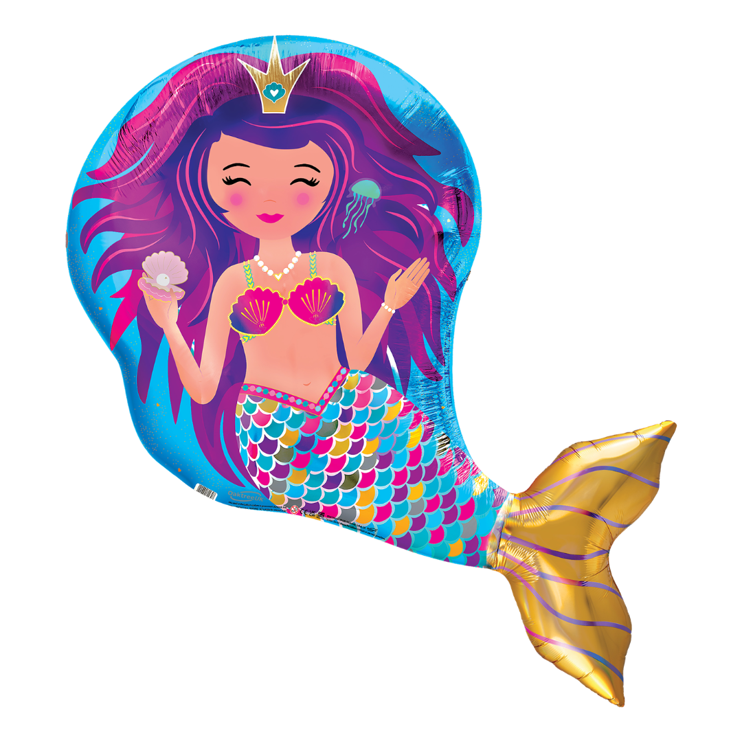 35" Oaktree UK Iridescent Mermaid Foil Balloon | 1 Count