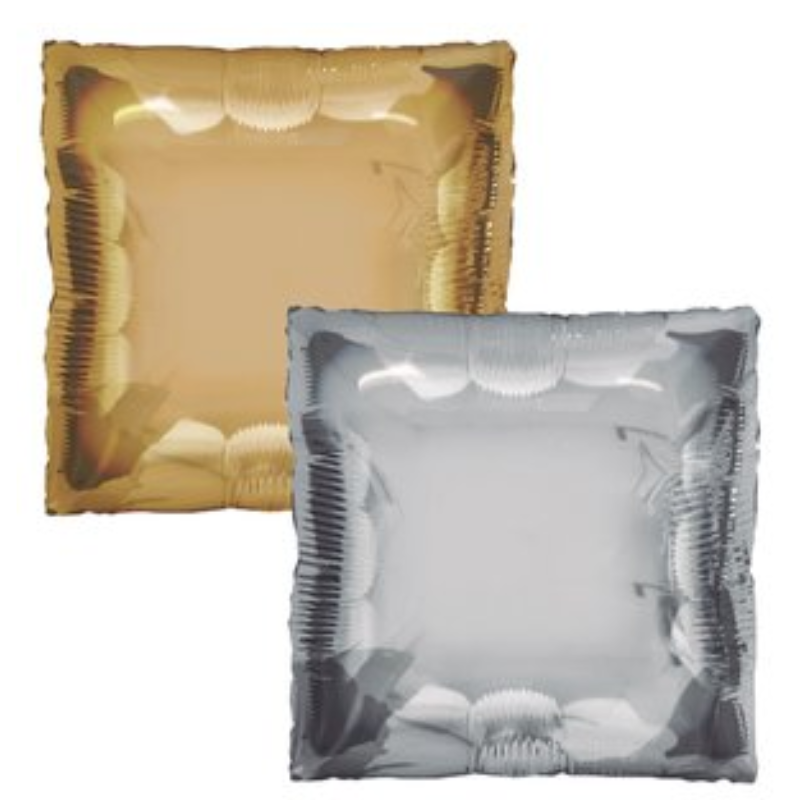 24" Etc. Tuftex Squared Gold & Silver - 2 sided Square Foil Balloon | 1 Count