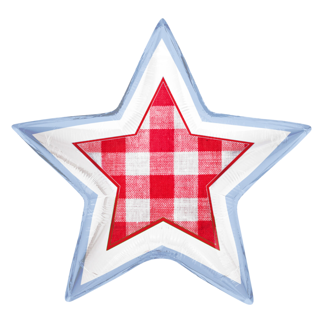 24" Etc. Tuftex USA Gingham Star Foil Balloon | 1 Count