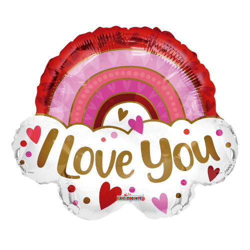 28" Love You Rainbow Shape Foil Balloon (P14) | 5 Count