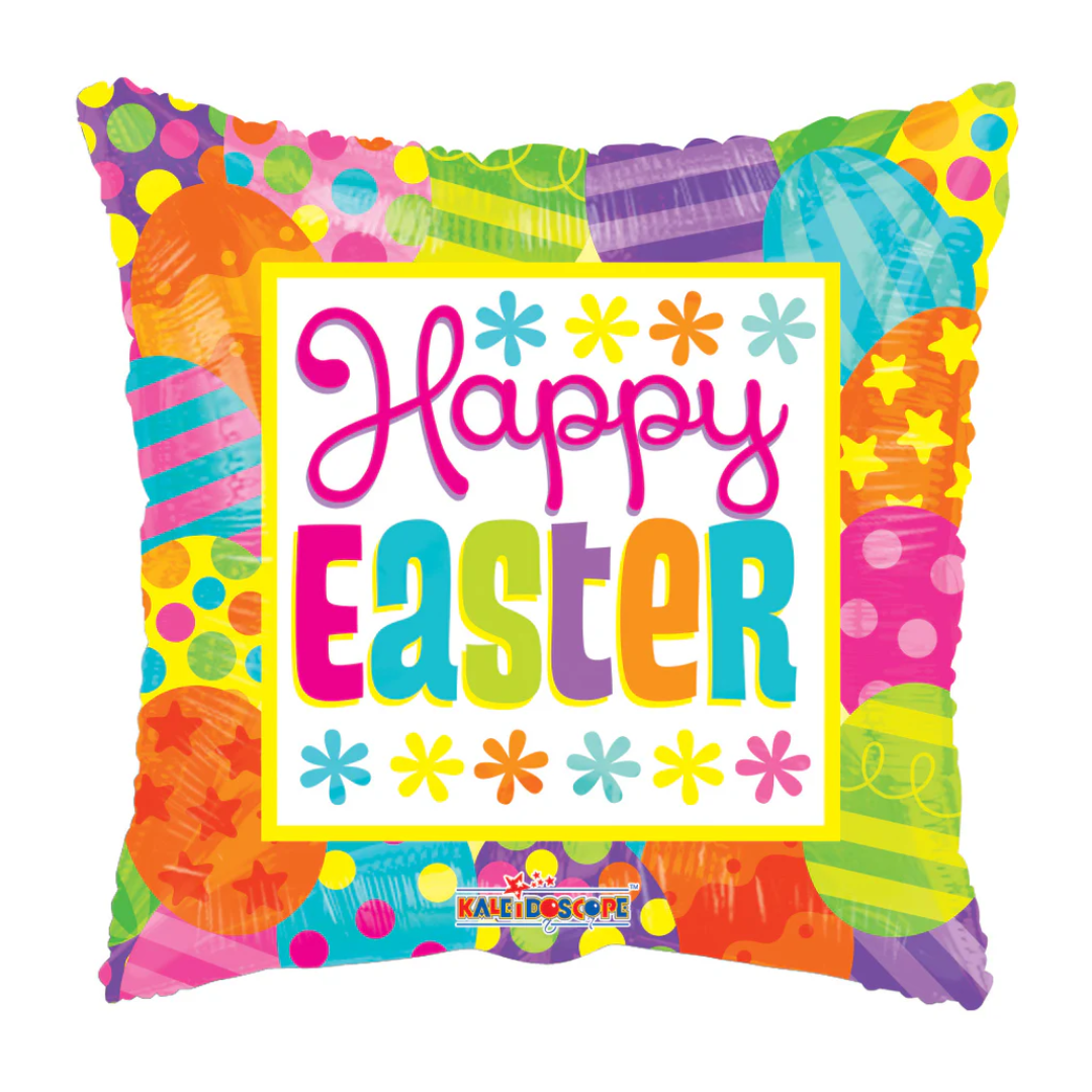 18" Conver Happy Easter Square Foil Balloon (P29) | Buy 5 Or More Save 20%