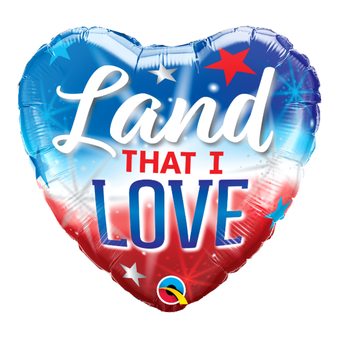 18" Qualatex Land That I Love Heart Foil Balloon | Clearance - While Supplies Last!