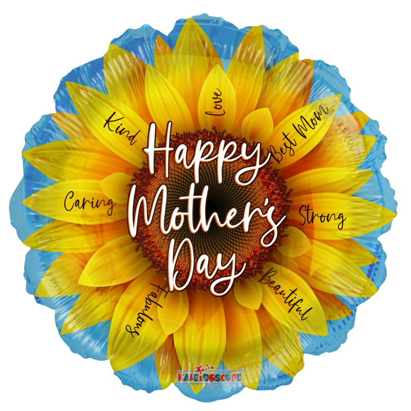18" Happy Mother's Day Sunflowers With Messages Foil Balloon (P8) | Buy 5 Or More Save 20%